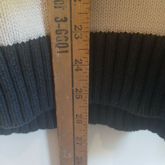 John Galt Navy Blue & Off White Striped Crew Neck 100% Cotton Sweater O/S - Picture 10 of 11